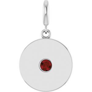 Sterling Silver Natural Mozambique Garnet Charm/Pendant