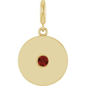 18K Yellow Gold-Plated Sterling Silver Natural Mozambique Garnet Charm/Pendant