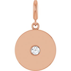 14K Rose Gold 1/10 CT Natural Diamond Charm/Pendant