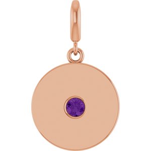 14K Rose Gold Natural Amethyst Charm/Pendant