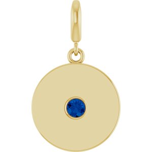 18K Yellow Gold-Plated Sterling Silver Lab-Grown Blue Sapphire Charm/Pendant