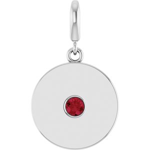 Platinum Lab-Grown Ruby Charm/Pendant