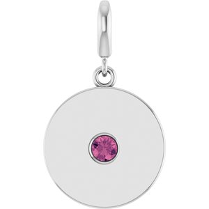 Platinum Natural Pink Tourmaline Charm/Pendant