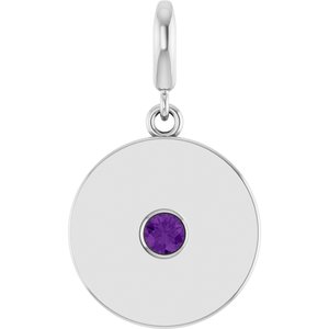 Sterling Silver Natural Amethyst Charm/Pendant