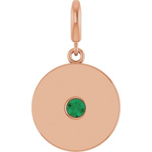 14K Rose Gold Natural Emerald Charm/Pendant