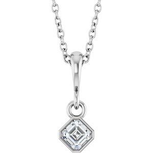 Sterling Silver 1/6 CT Natural Diamond Solitaire 18" Necklace – image 2