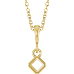 10K Yellow Gold 3x3 mm Asscher Solitaire 18" Necklace Mounting – image 2