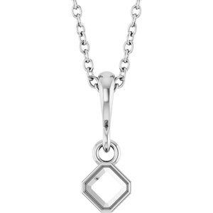 10K White Gold 3x3 mm Asscher Solitaire 18" Necklace Mounting – image 2