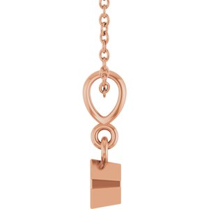 14K Rose Gold 3x3 mm Asscher Solitaire 18" Necklace Mounting – image 6