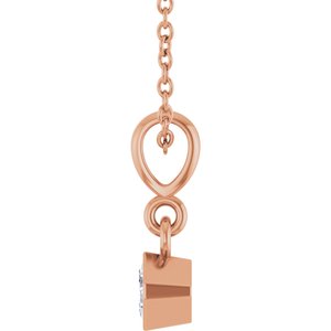 14K Rose Gold 1/6 CT Natural Diamond Solitaire 18" Necklace – image 3