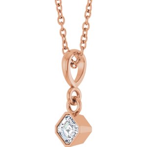 14K Rose Gold 1/6 CT Natural Diamond Solitaire 18" Necklace – image 2