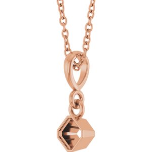 14K Rose Gold 3x3 mm Asscher Solitaire 18" Necklace Mounting – image 4