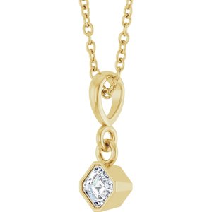 14K Yellow Gold 3x3 mm Asscher Solitaire 18" Necklace Mounting – image 3