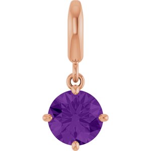 14K Rose Gold Natural Amethyst Charm/Pendant