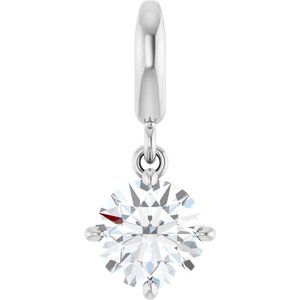 Sterling Silver 3/4 CT Lab-Grown Diamond Charm/Pendant