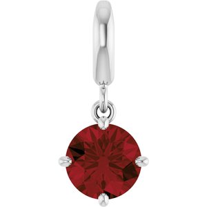 Platinum Natural Mozambique Garnet Charm/Pendant