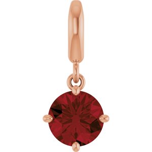14K Rose Gold Natural Mozambique Garnet Charm/Pendant