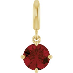 18K Yellow Gold-Plated Sterling Silver Natural Mozambique Garnet Charm/Pendant