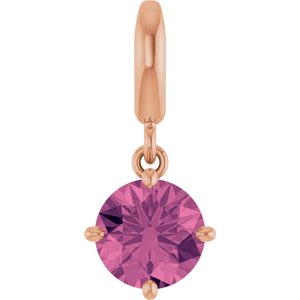 14K Rose Gold Natural Pink Tourmaline Charm/Pendant