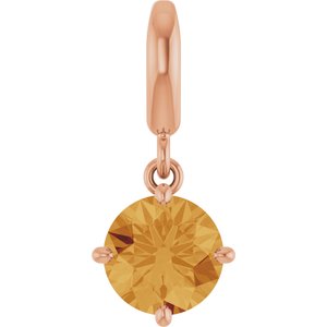 14K Rose Gold Natural Citrine Charm/Pendant