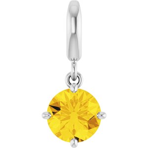 Sterling Silver Lab-Grown Yellow Sapphire Charm/Pendant