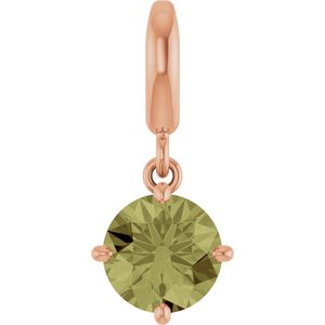 14K Rose Gold Lab-Grown Green Sapphire Charm/Pendant