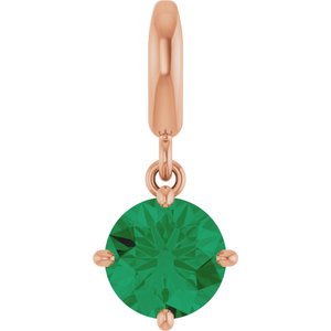 14K Rose Gold Lab-Grown Emerald Charm/Pendant