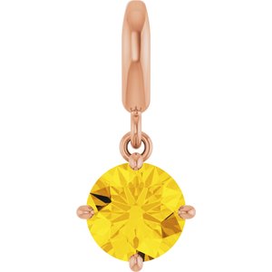 14K Rose Gold Lab-Grown Yellow Sapphire Charm/Pendant