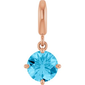 14K Rose Gold Natural Aquamarine Charm/Pendant