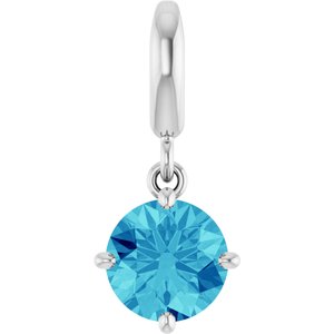Platinum Natural Blue Zircon Charm/Pendant