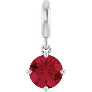 14K White Gold Lab-Grown Ruby Charm/Pendant