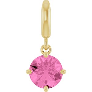 18K Yellow Gold-Plated Sterling Silver Lab-Grown Pink Sapphire Charm/Pendant