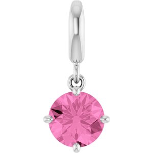 14K White Gold Lab-Grown Pink Sapphire Charm/Pendant
