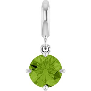 Platinum Natural Peridot Charm/Pendant