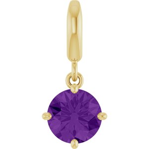 14K Yellow Gold Natural Amethyst Charm/Pendant