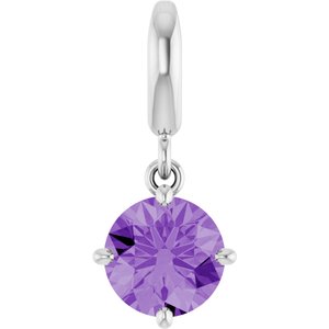 14K White Gold Lab-Grown Purple Sapphire Charm/Pendant