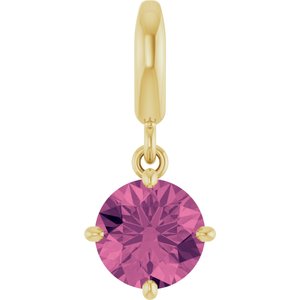 14K Yellow Gold Natural Pink Tourmaline Charm/Pendant