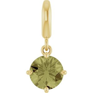 18K Yellow Gold-Plated Sterling Silver Lab-Grown Green Sapphire Charm/Pendant