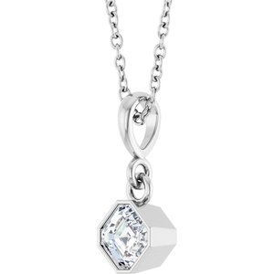 14K White Gold 3/8 CT Natural Diamond Solitaire 18" Necklace – image 2