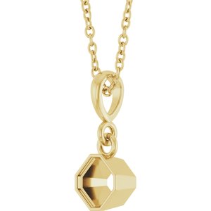 14K Yellow Gold 4x4 mm Asscher Solitaire 18" Necklace Mounting – image 4