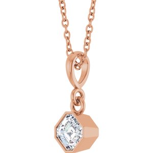 14K Rose Gold 3/8 CT Natural Diamond Solitaire 18" Necklace – image 2