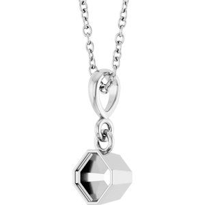 Platinum 4x4 mm Asscher Solitaire 18" Necklace Mounting – image 4