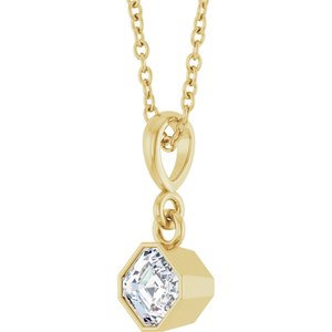 14K Yellow Gold 4x4 mm Asscher Solitaire 18" Necklace Mounting – image 3