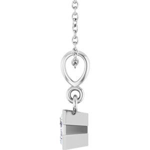 Sterling Silver 3/8 CT Natural Diamond Solitaire 18" Necklace – image 3