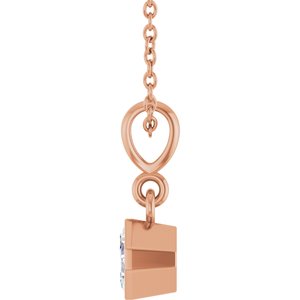 14K Rose Gold 4x4 mm Asscher Solitaire 18" Necklace Mounting – image 5