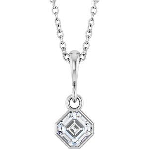14K White Gold 3/8 CT Natural Diamond Solitaire 18" Necklace