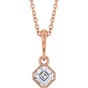 14K Rose Gold 1/3 CT Lab-Grown Diamond Solitaire 18" Necklace