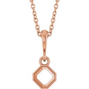 14K Rose Gold 4x4 mm Asscher Solitaire 18" Necklace Mounting – image 2