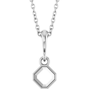 10K White Gold 4x4 mm Asscher Solitaire 18" Necklace Mounting – image 2