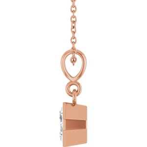 14K Rose Gold 5x5 mm Asscher Solitaire 18" Necklace Mounting – image 5